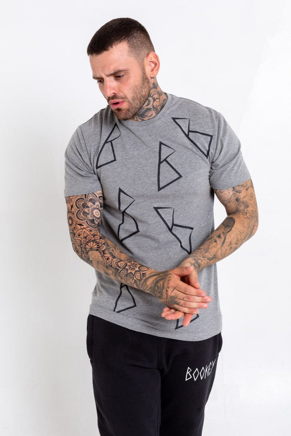 'B' Checkered T-Shirt - Grey - Bookey Clothing - Streetwear