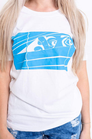 Blue Logo Bookey Classic T-Shirt - White Womens Fit - Bookey Clothing - Streetwear