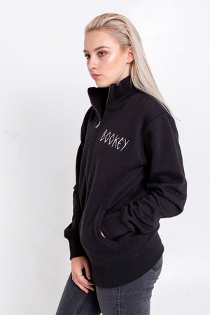 Black Bookey Classic Sweat Jacket with Zip Womens Fit - Bookey Clothing - Streetwear
