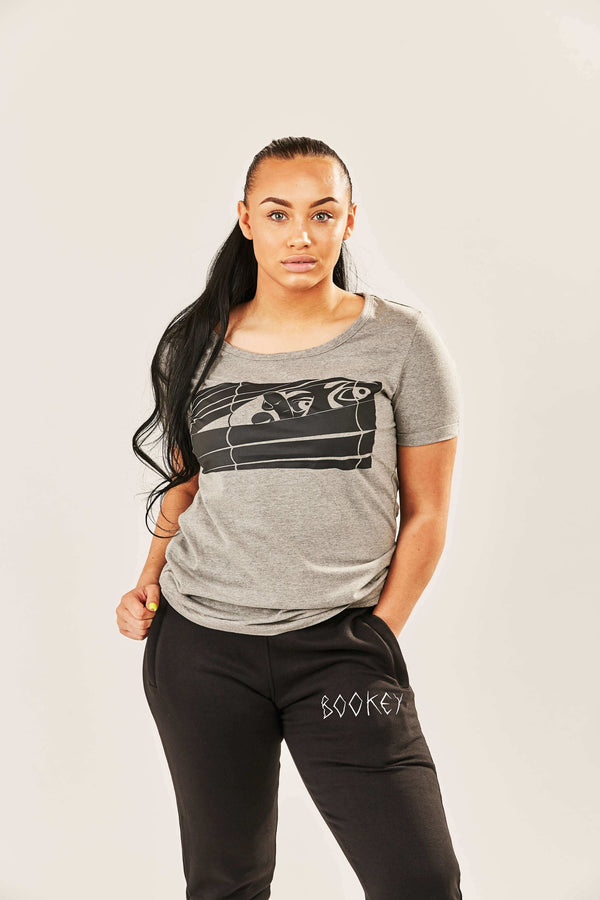 Black Logo Bookey Classic T-Shirt - Grey Womens Fit - Bookey Clothing - Streetwear