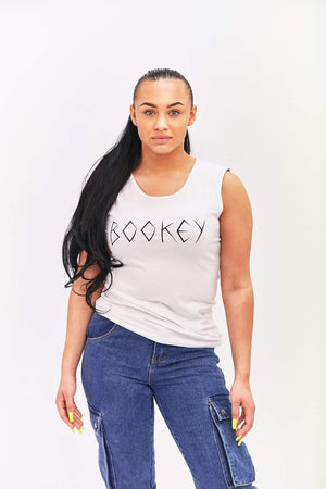 Bookey Statement Vest - White Womens Fit - Bookey Clothing - Streetwear