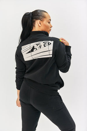 Black Bookey Classic Sweat Jacket with Zip Womens Fit - Bookey Clothing - Streetwear